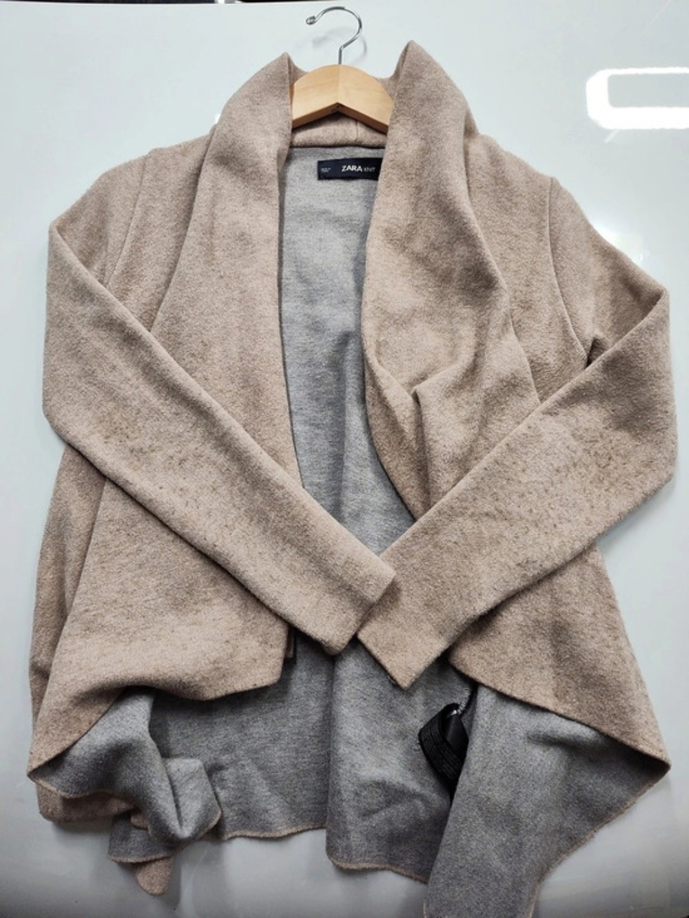 Zara Draped Knit Cardigan in Brown & Gray Size Medium